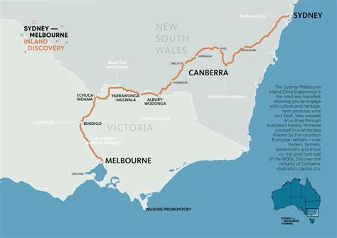 Melbourne to Sydney via the Inland Route Map - Sydney Melbourne Touring