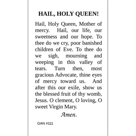 Hail Holy Queen Prayer Card – Inspired Prayer Cards