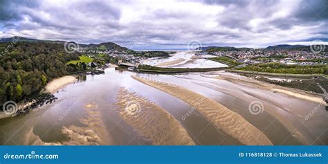 Aerial View of the Historic Town of Conwy with it`s Medieval Castle ...