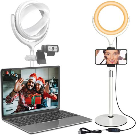 Buy Video Conference Lighting Kit for Zoom Meeting, Desktop Ring Light with Stand for ...