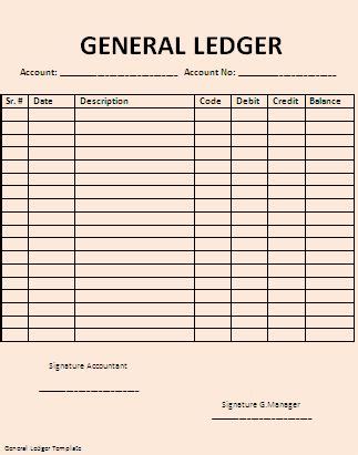 General ledger, Book keeping templates, Template printable