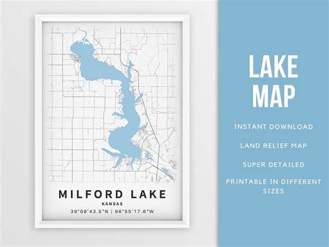 Printable Map of Milford Lake Kansas United States Instant - Etsy