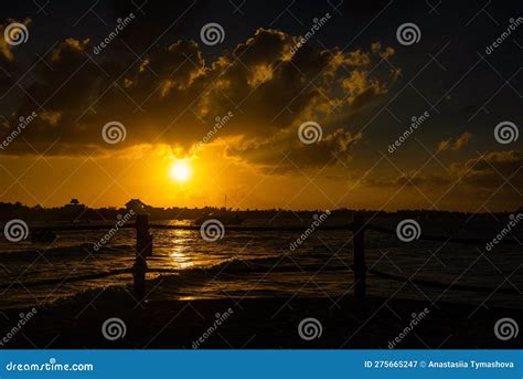 Sea Beach with Sky Sunset or Sunrise. Clouds Over the Sunset Sea Stock ...