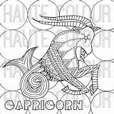 Capricorn Zodiac Single Coloring Page Digital Download  sketch template