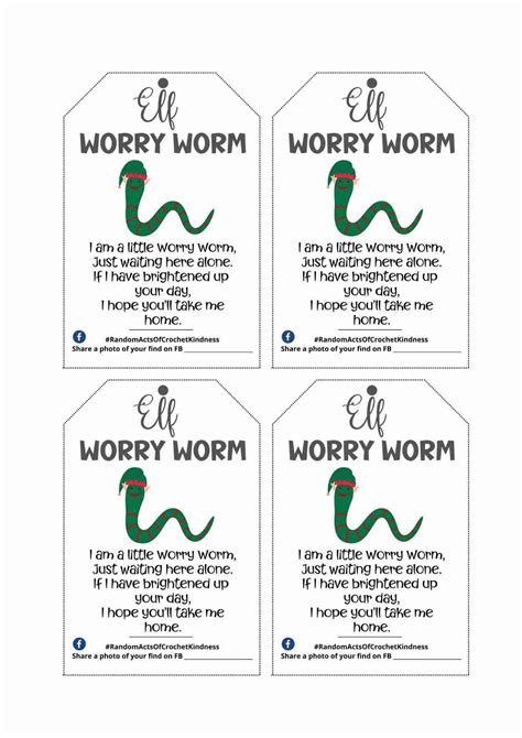 Printable Worry Worm Tags