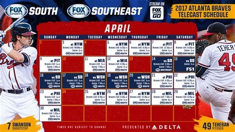 Atlanta Braves TV Schedule: April | FOX Sports