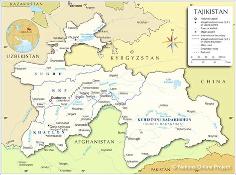 Map of Tajikistan, Republic of Tajikistan Maps - Mapsof.net