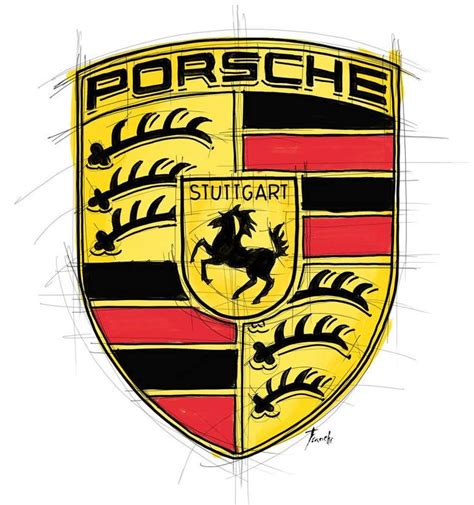 Porsche emblem sketch Art Print | Sketches, Art prints, Easy drawings