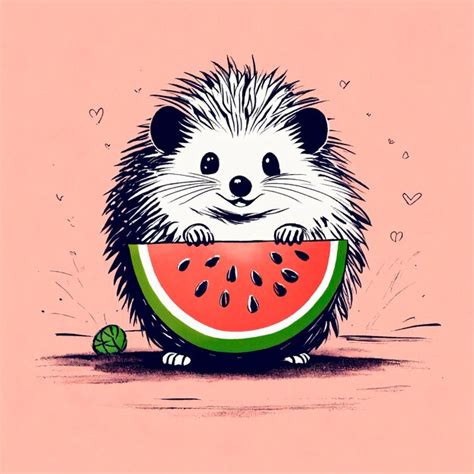 Premium AI Image | Hedgehog Eating Watermelon ArtPin on Dibujo