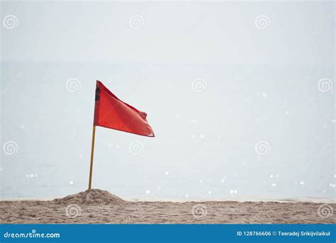 A Red Flag Warning Danger on the Beach Stock Photo - Image of travel ...