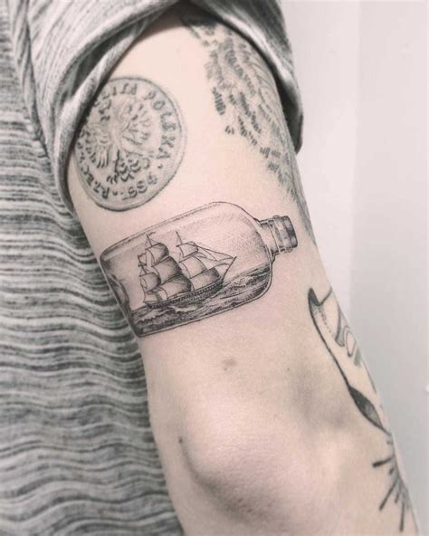 Bottle ship tattoo by Annelie Fransson - Tattoogrid.net Trendy Tattoos ...