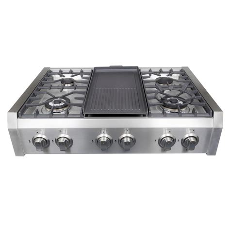 Cosmo 36 in. Gas Cooktop in Stainless Steel with Griddle and 6 Burners ...