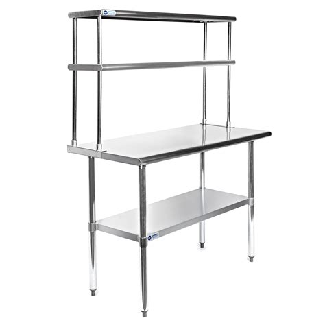 GRIDMANN Stainless Steel Commercial Kitchen Work Food Prep Table with Double Overshelf - WGL-1-s