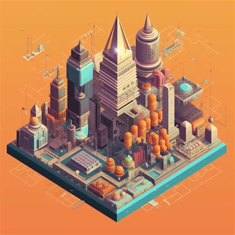 Premium Photo | Smart city isometric 3d low poly illustration