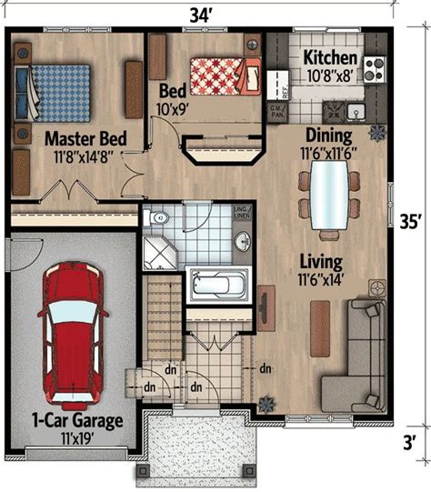 Plan 90268PD: Contemporary Two Bedroom House Plan in 2021 | Bedroom ...