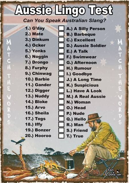 Australia Photo: Aussie Lingo Test | Australian slang, Australian english, Happy australia day