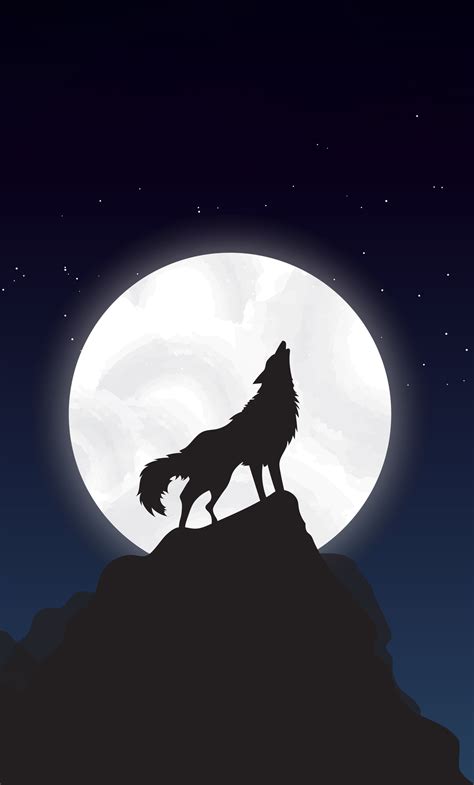 1280x2120 Wolf Howling Night Illustration iPhone 6+ ,HD 4k Wallpapers,Images,Backgrounds,Photos ...