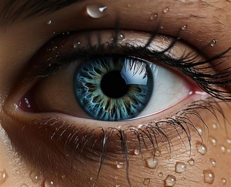 Premium AI Image | detailed macro photo of blue eyes of woman crying