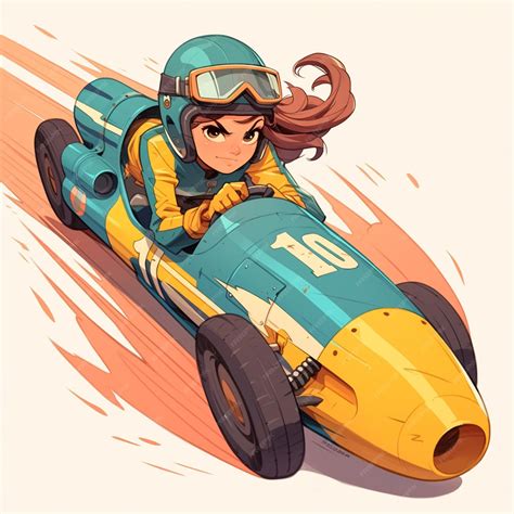 Premium Vector | A Bakersfield girl goes velomobile racing in cartoon style