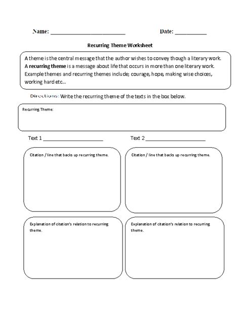 Identifying The Theme Worksheets For 5th Graders - ajianjar