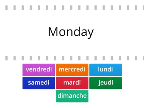 French days of the week - Find the match