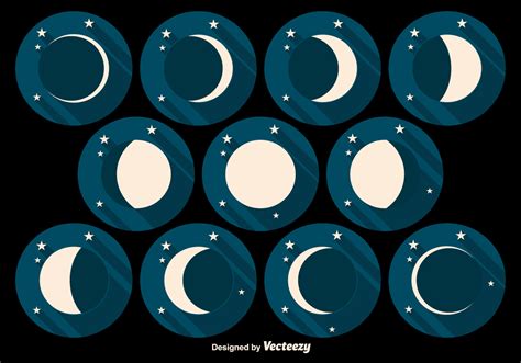 Moon Phases Flat Vector Icons - Download Free Vector Art, Stock ...