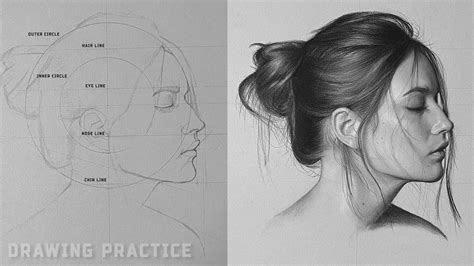 Drawing Practice - How to draw side profile of a face Loomis Method - YouTube | Profile drawing ...