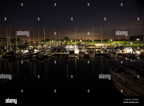 Night view of yachts at marina Stock Photo - Alamy