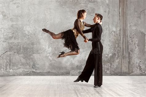 Beautiful Couple in the Active Ballroom Dance on Wall Stock Photo - Image of activity, latin ...