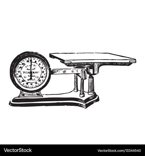 Engraved of a weighing scale Royalty Free Vector Image