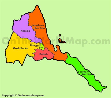 Administrative map of Eritrea