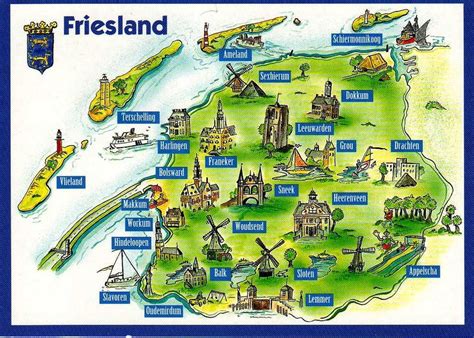 Online Maps: 10 nice postcard map from the Netherlands | Friesland, Map ...