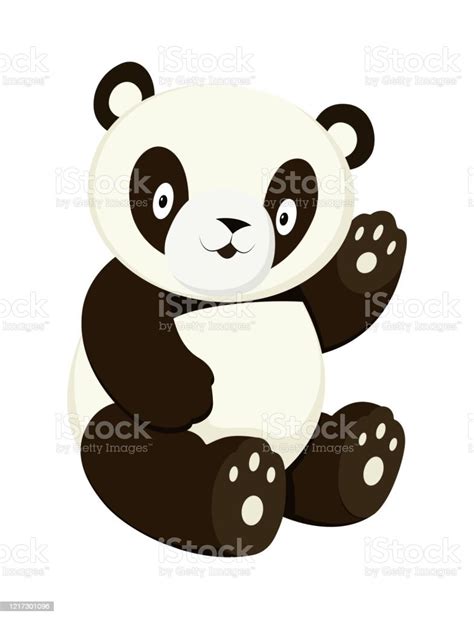 Stylized Panda Full Body Drawing Simple Panda Bear Icon Or Logo Design Stock Illustration ...