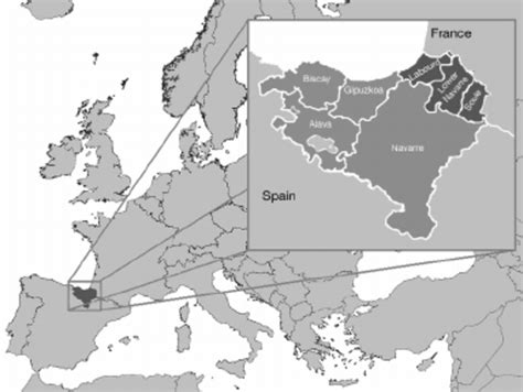 Map showing the location of the Basque territory in northern Spain and ...