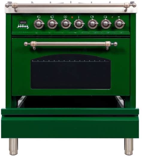 Ilve® Nostalgie Series 30" Emerald Green Free Standing Dual Fuel Natural Gas Range | Big Sandy ...