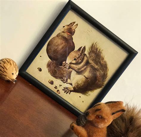 Vintage Framed Squirrel Print, Albrecht Durer Print, Mini Sepia Squirrel Print, Woodland Decor ...