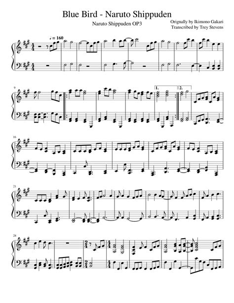 Blue Bird - Naruto Shippuden Sheet music for Piano (Solo) | Musescore.com