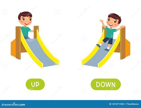 Opposites Concept, UP and DOWN. Word Card for Language Learning Stock Vector - Illustration of ...