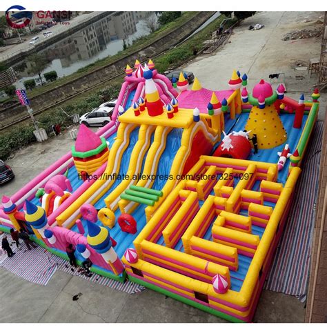 Outdoor playing funny games inflatable maze castle combo bounce house inflatable fun city for ...