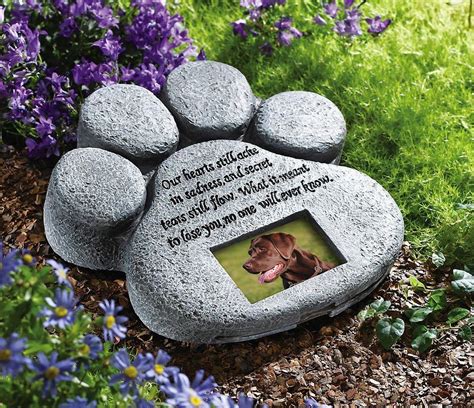 Pet Paw Print Dog Cat Memorial Garden Stone Resin 8 3/4" Yard Decor NEW ...