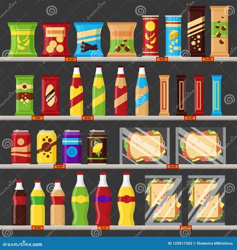 Supermarket Shelves Vector Illustration | CartoonDealer.com #88487652