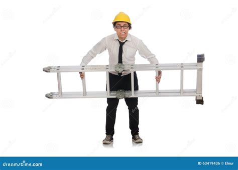 The Construction Worker in Funny Concept on White Stock Photo - Image of engineer, construction ...