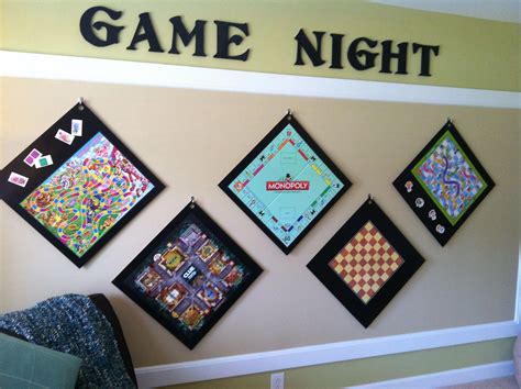 Put game boards on wood & hang on wall. Easy access & cool decorations ...