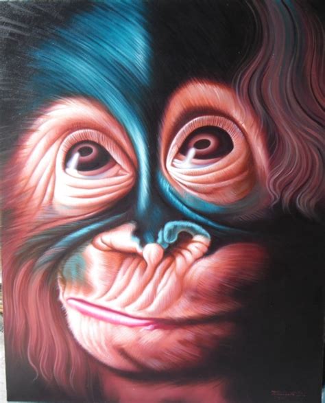 Monkey Painting Oil Painting on Canvas 80X100 Cm. | Etsy