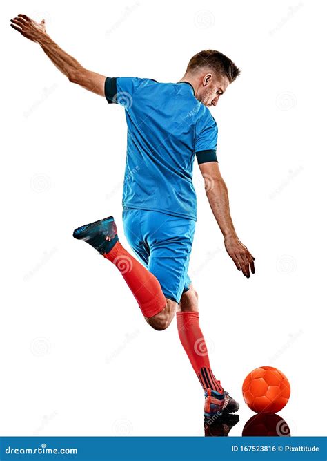 Young Soccer Player Man Isolated White Background Standing Stock Photo ...