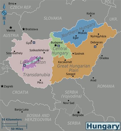 Map of Hungary (Political Map/Regions) : Worldofmaps.net - online Maps and Travel Information