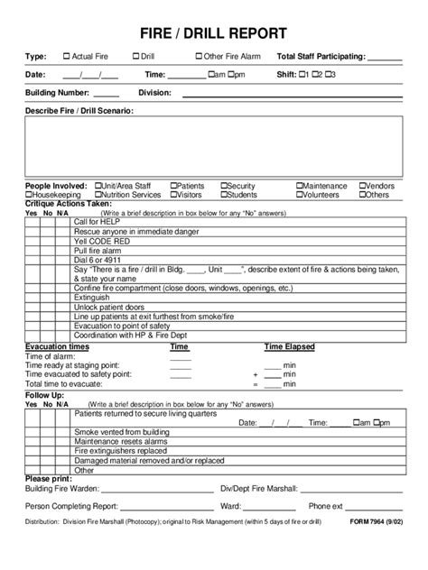 Fire Drill Report Form - 2 Free Templates in PDF, Word, Excel Download