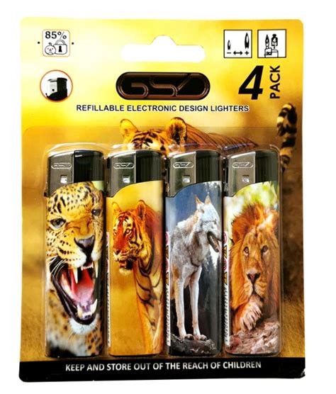 4 pack Lighters | Animal Design | Electronic Lighters | S&R Tradelink Ltd