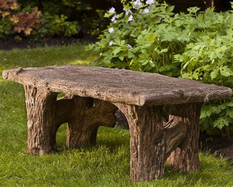 Faux Bois Cast Stone Garden Bench – Soothing Company