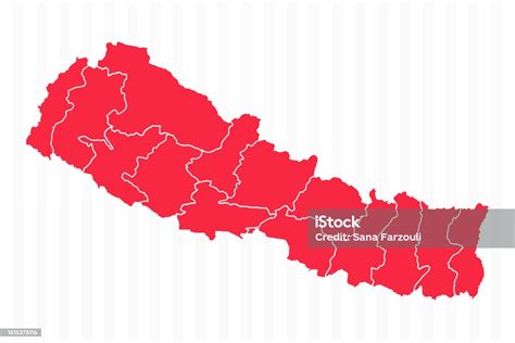 States Map Of Nepal With Detailed Borders Stock Illustration - Download ...